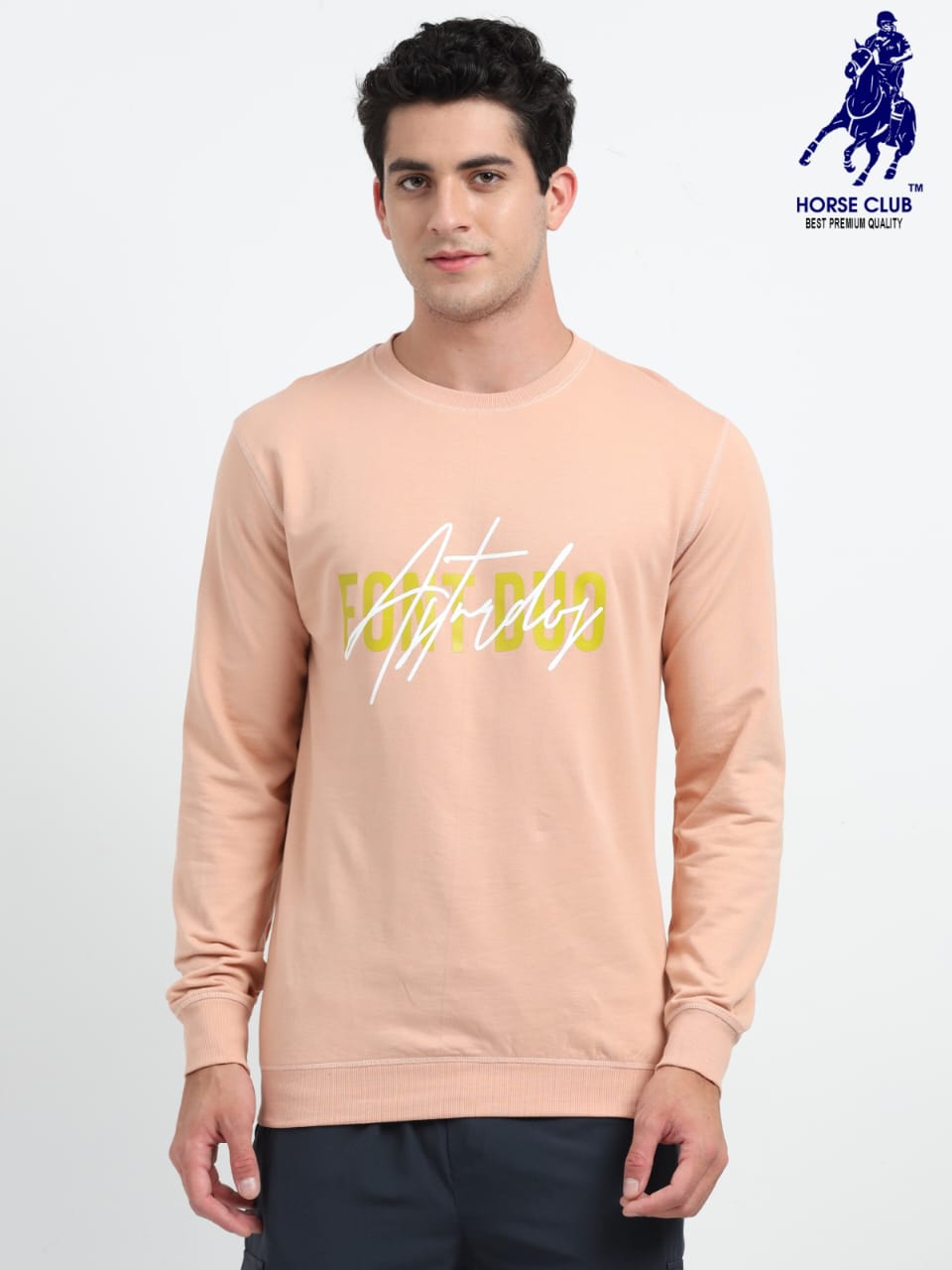 Men's Peach Printed Sweatshirt – Casual & Trendy
